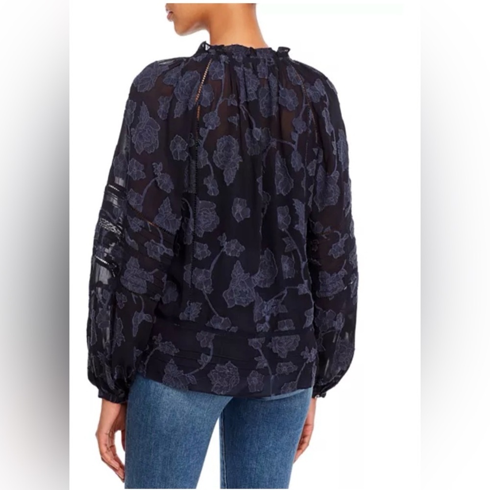 Joie| Chaylse Floral Embroidery Lace Trim Blouse - Picture 3 of 11